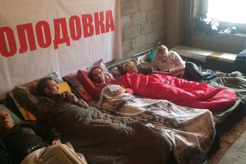 Голодовка обманутых дольщиков с Грунтовой, 28а. Кадр из видео
